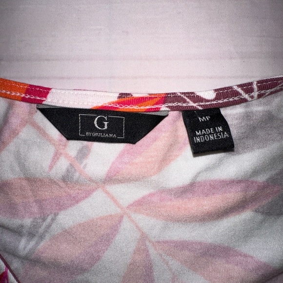 G by Giuliana Pink and Orange Tropical Print Leaf Maxi Dress Summer Stretchy - Picture 5 of 8